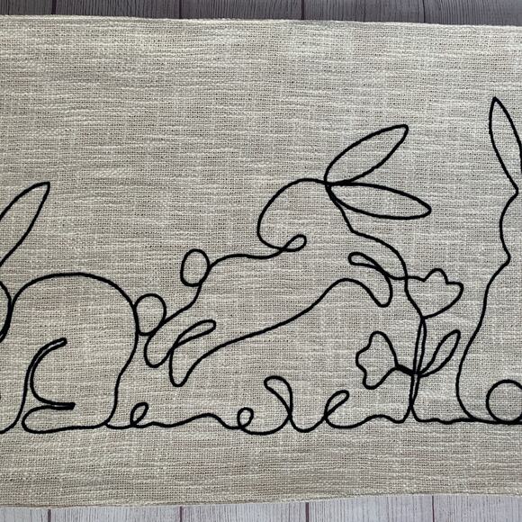 The Farmhouse by Rachel Ashwell Easter Bunny Rabbit Table Runner Tassels 16x90" - Picture 14 of 16